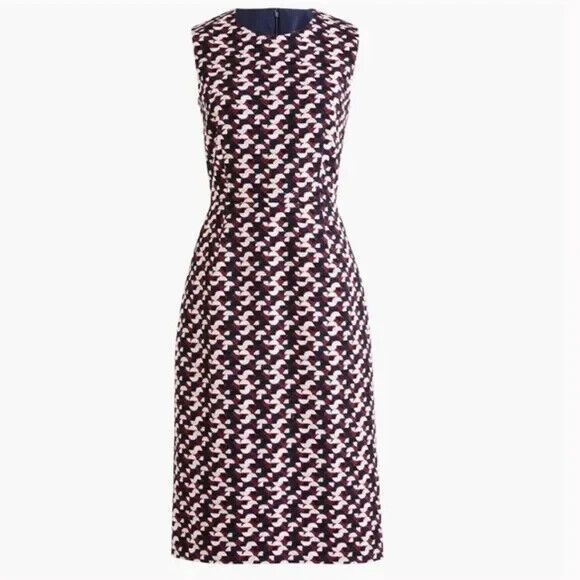 J. Crew Dresses & Skirts - J. Crew Sheath Portfolio Dress Size 14 Red Geo Print Sleeveless Lined Career